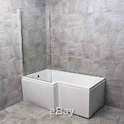 1500mm L Shaped Showerbath Bath + Whirlpool Jacuzzi Spa + Lights Options