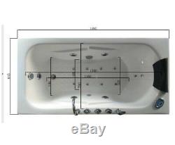 1690mm Whirlpool Bath Shower 17 JET Jacuzzi Straight Bathtub Spa Heater + Light