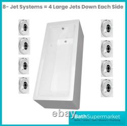 1700mm x 750mm Square Single Ended Bath whirlpool Jet System -light Option