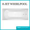1800mm X 700mm Round Single Ended Bath Whirlpool Jet System -light Option