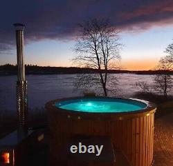 220cm KING Thermowood External Wood Fired Hot Tub+Jets+AIR+LED+ECO SPA cover