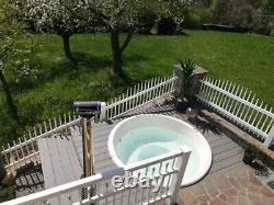 220cm KING size External Wood Fired Hot Tub +Jets OR AIR + LED + ECO SPA cover