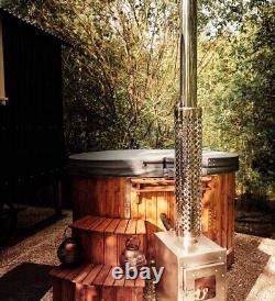 220cm KING size External Wood Fired Hot Tub +Jets OR AIR + LED + ECO SPA cover