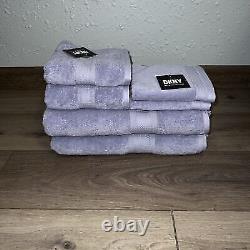 6 Pc. DKNY Light Purple Lavender Lilac Solid Bath Towel Set 100% Cotton Towels