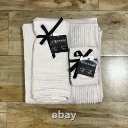 6 Pc Vera Wang Sculpted Pleat Light Gray Grey Bathroom Towel Set Hand Washcloths