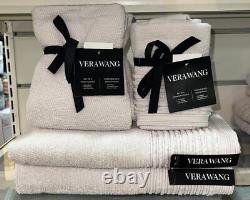 6 Pc Vera Wang Sculpted Pleat Light Gray Grey Bathroom Towel Set Hand Washcloths