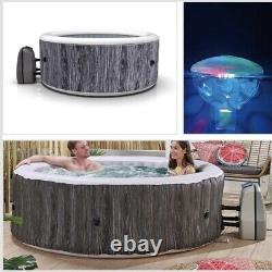 6 Person Wood Effect Spa with Floating LED Light