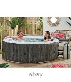 6 Person Wood-Effect Spa with Floating LED Light 1000L 130 Jet Hot Tub 8114