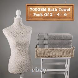 700GSM Bamboo Luxury Bath Towel Super Soft Natural Eco Bath Towel Set Packs 2- 6