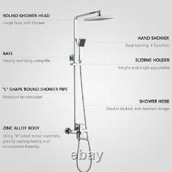 8 Square Rain Shower Faucet Set Bathtub Shower Mixer Tap Adjustable Chrome