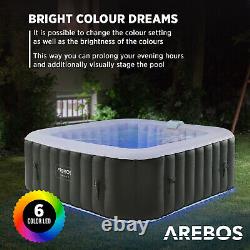 AREBOS In-Outdoor Whirlpool Spa Pool Wellness Massage Inflatable Square with LED