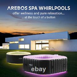 AREBOS In-Outdoor Whirlpool Spa Pool Wellness Massage Inflatable Square with LED