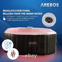 AREBOS Whirlpool Indoor & Outdoor 154 x 154 cm LED display Octagonal