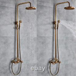 Antique Brass Rainfall Shower Mixer Taps Shower System Set Bathtub Shower Taps