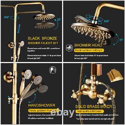 Antique Brass Rainfall Shower Mixer Taps Shower System Set Bathtub Shower Taps
