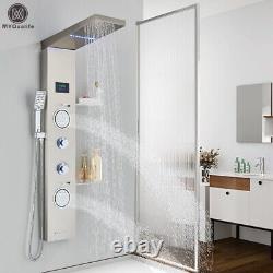 BLACK LED Light Shower Panel Waterfall Rain Shower Faucet Set SPA Massage Jet