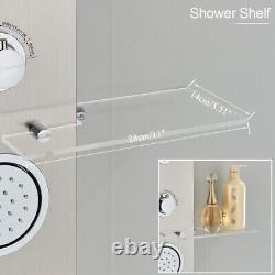 BLACK LED Light Shower Panel Waterfall Rain Shower Faucet Set SPA Massage Jet