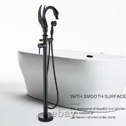 Bathroom Bathtub Taps Black Shower Set Freestanding Floor Mounted Faucet UK
