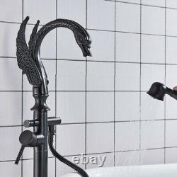 Bathroom Bathtub Taps Black Shower Set Freestanding Floor Mounted Faucet UK