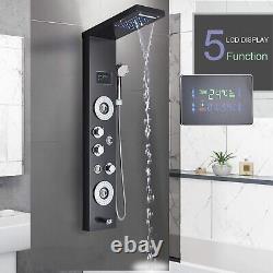 Bathroom Shower Panel 5-Mode Black Message SPA Tower Waterfall Rainfall Handheld