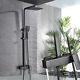 Black 8'' Rainfall Shower Faucet With Hand Sprayer Adjustable Mixer Tap System