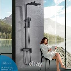 Black 8'' Rainfall Shower Faucet with Hand Sprayer Adjustable Mixer Tap System