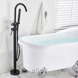 Black Bath Filler Spout Floor Mounted Bathtub tap Freestanding Faucet Mixer UK