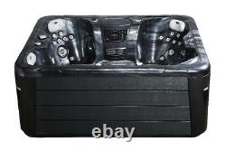 Black Hot Tub 5 Seat 32Amp Grey Bluetooth Music Lights NEW Style Quartz Spa