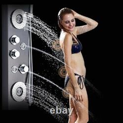 Black LED Light Shower Faucet Bathroom SPA Massage Jet Shower Column System