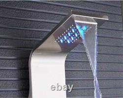 Black LED Light Shower Faucet Bathroom SPA Massage Jet Waterfall Rain Shower