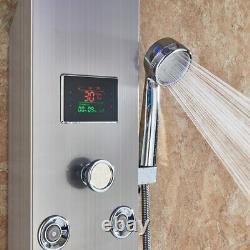 Black LED Light Shower Faucet Bathroom SPA Massage Jet Waterfall Rain Shower