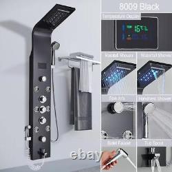 Black LED Light Shower Faucet Bathroom Spa Massage Jet Shower Column System Wate
