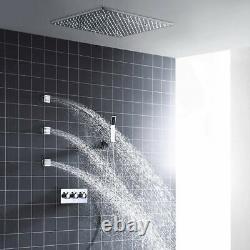 Ceiling Mounted LED Shower System Stainless Steel 20 Inch, Brushed Nickel