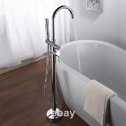 Chrome Free Standing Hand Held Floor Mounted Waterfall Shower Bathtub Mixer Tap