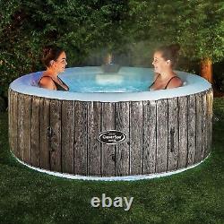 CleverSpa Hot Tub Spa Inflatable 4 Person Portable LED Lights Grey Garden Pool