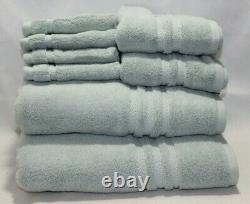 DKNY Eight Piece Solid Soft Light Green Bathroom Towel Set 100% Cotton New