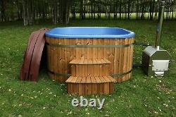 Deluxe Acrylic Wooden Hot Tub Rectangular Air Hydro Led Wood Fired Garden Spa