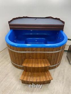 Deluxe Acrylic Wooden Hot Tub Rectangular Air Hydro Led Wood Fired Garden Spa