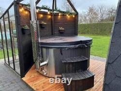 ELITE type Thermowood External Wood Fired Hot Tub+Jets+AIR+LED+ ECO SPA cover