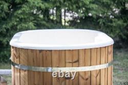 Fibreglass Japanese Ofuro Hot Tub 2 Seater Garden Spa Pool Wood Fired Led Thermo