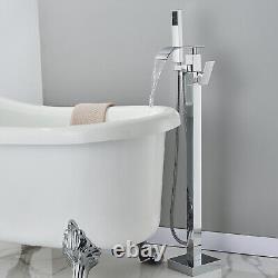 Floor Mounted Chrome Waterfall Free Standing Bathtub Shower Tub Filler Mixer Tap
