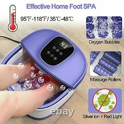 Foot Spa Bath Massager with Heat, Ag+ Bubbles & Red Light to Relieve Purple
