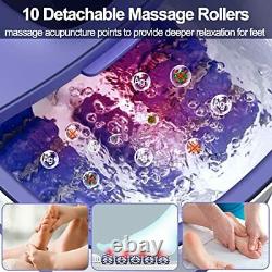 Foot Spa Bath Massager with Heat, Ag+ Bubbles & Red Light to Relieve Purple