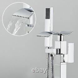 Freestanding Bath Filler Floor Mounted System Set Shower Mixer Tap Faucet Chrome
