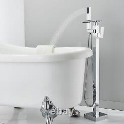 Freestanding Bath Filler Floor Mounted System Set Shower Mixer Tap Faucet Chrome