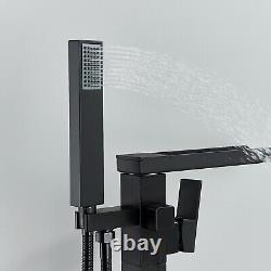 Freestanding Bath Filler Shower Mixer Tap Floor Mounted System Set Faucet Black