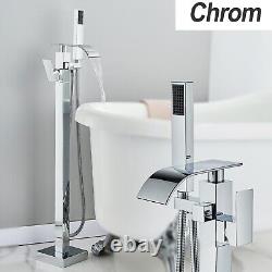Freestanding Bathroom Taps Floor Mounted Bath Taps Shower Bathtub Faucet Chrome