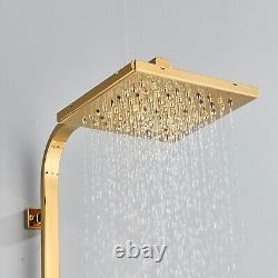 Gold Bathroom Rainfall Shower Head Swivel Tub Mixer Tap Faucet Hand Spray Set