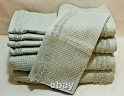 Hotel Balfour Light Gray Waffle Nine Piece Bathroom Towel Set 100% Cotton New