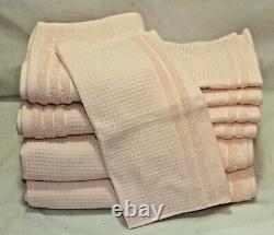 Hotel Balfour Light Pink Waffle Nine Piece Bathroom Towel Set 100% Cotton New